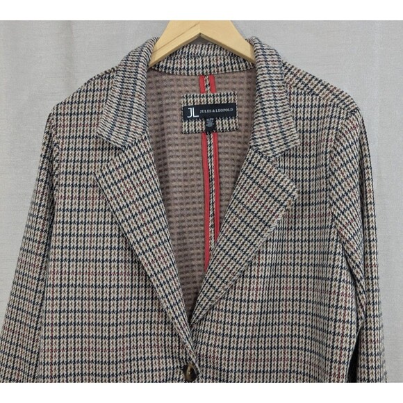 Jules & Leopold Long Blazer Women Size XL Houndstooth Oversized Knit Academia - Picture 10 of 16